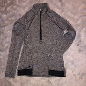 Adidas Women's Heathered Gray Quarter-Zip Long Sleeve Pull Over